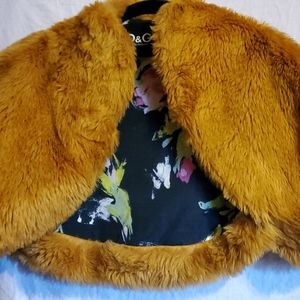 Teddy Bear Fur Shrug Beautiful  Floral Lining